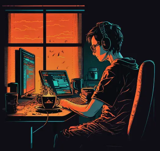 guy in his computer